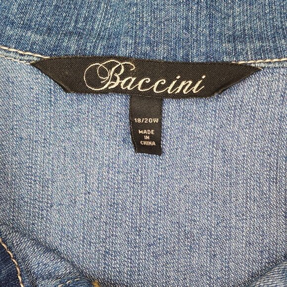 Baccini Womens Denim Vest Size 18/20W Blue Sleeveless Button Up Jean Jacket - Picture 3 of 4